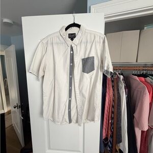 Retrofit Men's Cream and Gray Casual Button Down Shirt